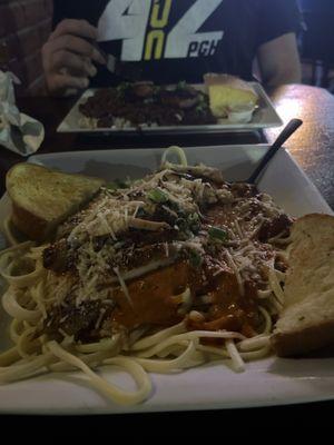 Red pepper linguine and red beans