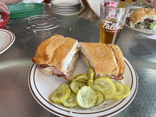 Tasty ham with pineapple sandwich