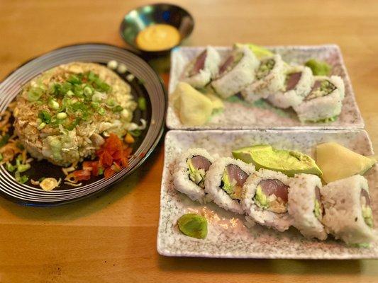 Fried Rice & Tuna Avocado Rolls