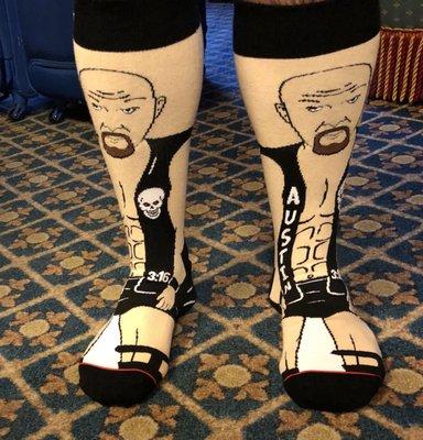 Sporting my Stone Cold Steve Austin socks