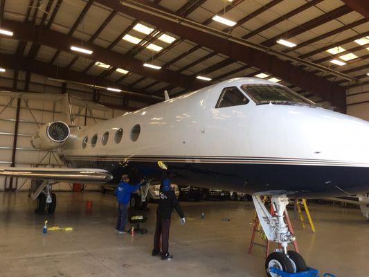 This has been our largest project, with me plus three of my employees we tackled this airplane in 10 hours.