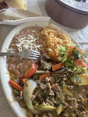 Bistec ranchero and home made tortillas