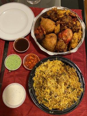 Goat Biryani and platter