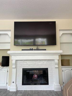 75" tv mounted with cables hidden