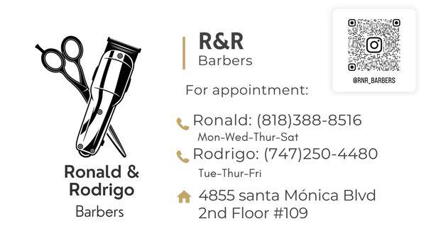 Quick info for appointments & weekly barber's schedule.