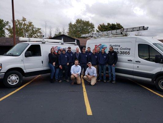 Our team skilled technicians, the lovely ladies in the office, and the business' President and Vice President, Gene and James Sprecker.