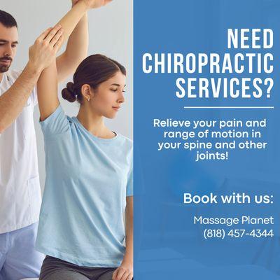 Book with a Professional Chiropractor at Massage Planet! Call us at (818)457-4344