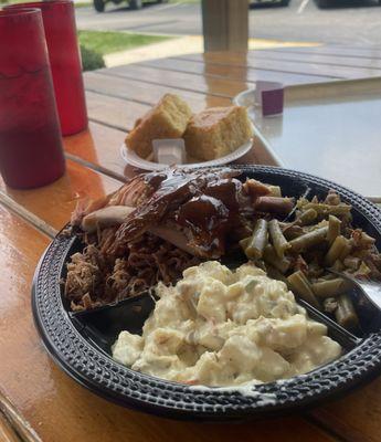 2-Meat plate with Potato Salad and Green Beans