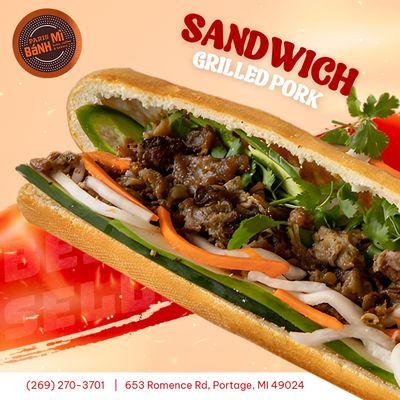 Take your taste buds on a flavorful journey with our Grilled Pork Sandwich!