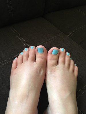 Polish Pedicure for $35 that included hot towel, exfoliant scrub, oil & massage!