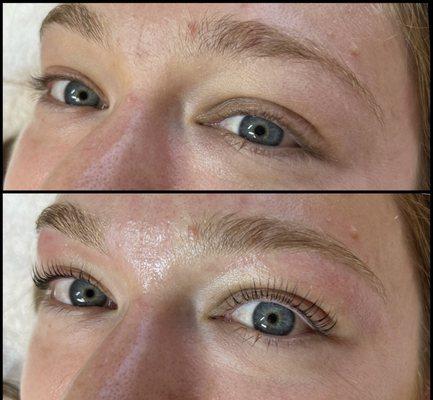 Lash lift and brow clean up with wax