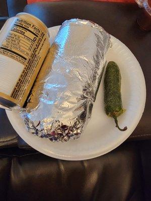 burrito! (with soda can next to it for size reference)