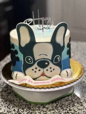 Frenchie dog cake