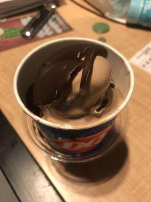 Chocolate ice cream with chocolate hard shell