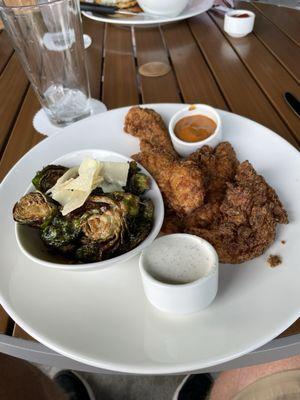 Fried chicken and Brussels sprouts