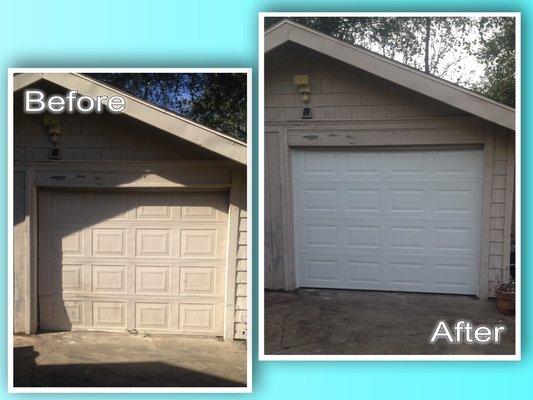 Brighten up your home and garage with a new garage door. This single garage door was in stock and installed the same day. Call us today