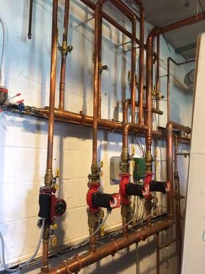 Replacement of circulator pumps on zone heating system at a church in Philadelphia PA