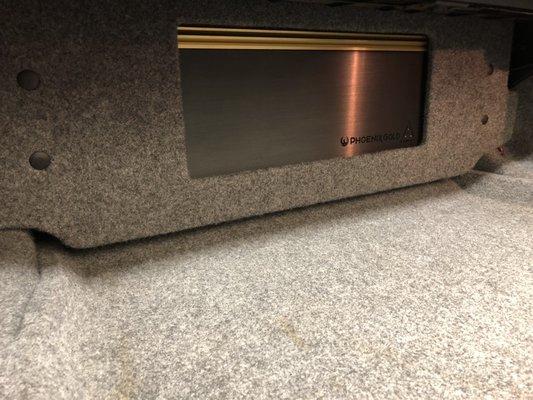 03 BMW 3series phoenix gold sx2 1200.6 amplifier custom mounted in trunk