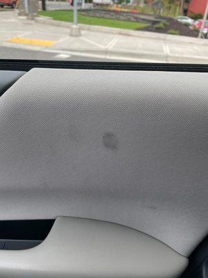 More greasy finger prints on passenger door where someone clearly pushed our door open while exiting the vehicle