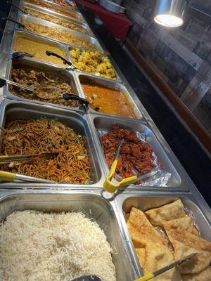 View of the buffet - Bhatura, rice & noodles