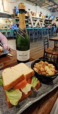 BLT with home fries and $15  champagne!