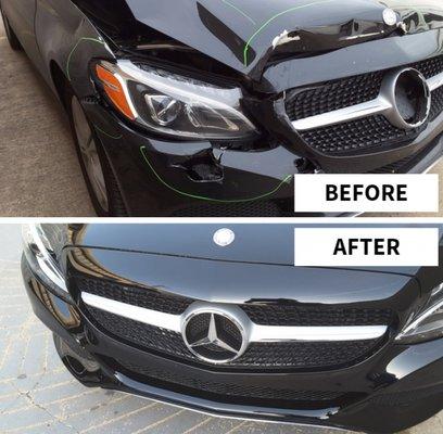 Mercedes Benz repair before and picture.