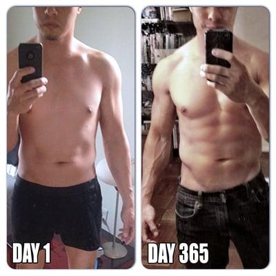 Hey someone had to put up a 'before and after' picture, right? Haha. 1 yr of crossfit and 7 month strict 'paleo' diet.