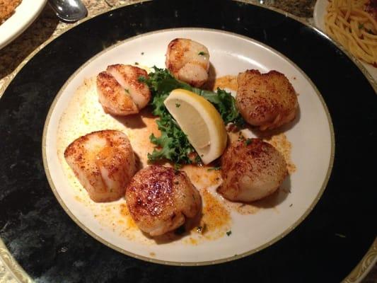 Broiled sea scallops in white wine and lemon. Perfection!