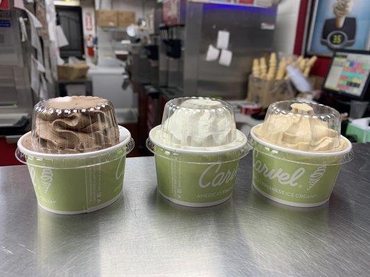 Chocolate Soft Serve Ice Cream, Vanilla Soft Serve Ice Cream, Biscoff Cookie Butter Soft Serve Ice Cream