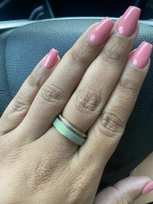 Pink, nails, square, long, manicure, designs