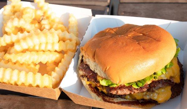 Cheeseburger and fries