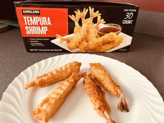 Costcos Tempura shrimp baked in the oven.