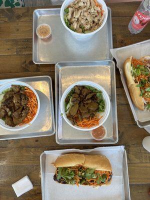 Dirty Bird Sandwich, Fried Tofu Sandwich, mock duck curry bowl. Everything was delicious