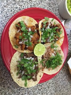 Authentic tacos, Asada, Pollo, Al Pastor and chicharon were all perfect.