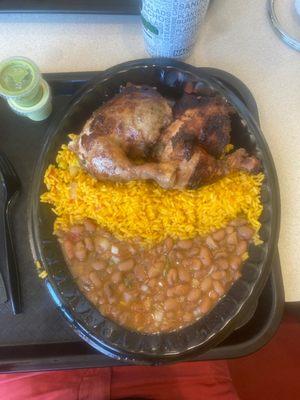 Half a chicken with rice and beans