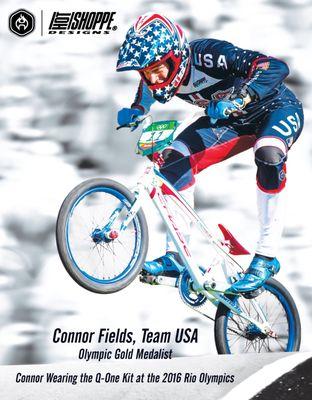 Conner Fields wins the 2016 Olympic gold-medal. Wearing his custom uniform by Hot Shot Designs.