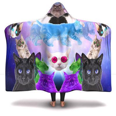 KandyPack Trippy Cat Hooded Blanket