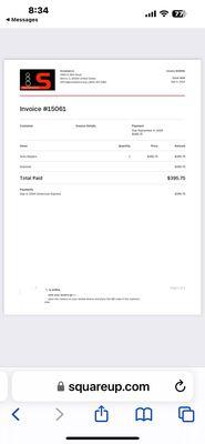 Invoice from Snowdance