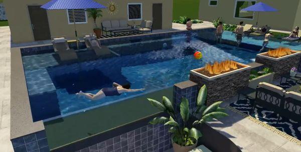 New pool with viewing panel graphic design.