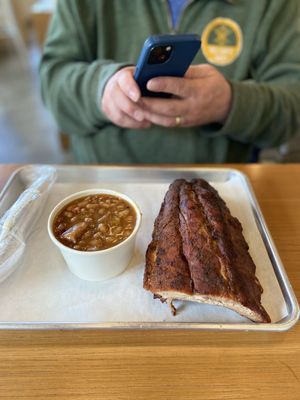 Peach Baked Beans and 1/2 Half Rack of Ribs