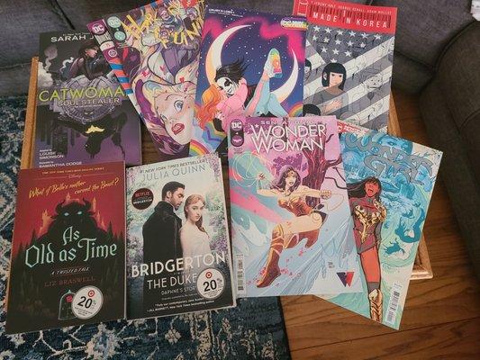 After picking up my comics from Apotheosis I have a lot of reading to do! (Two books were from Target earlier that day)