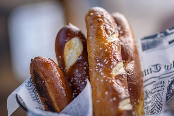 Pub Pretzels with our own Rusty Fender Beer Cheese.