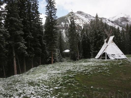 At the back of the property is a great view of the mountains and this little Teepee.