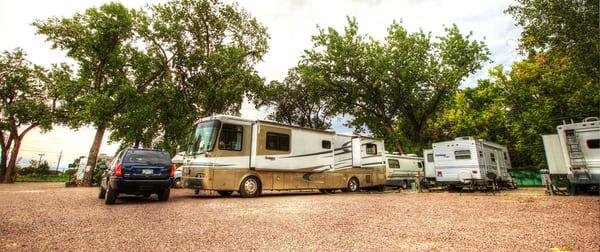 Clean and flat RV parking sites, that have easy access in and out.