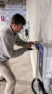 Parking garage EV charger install