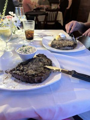 Ribeye with onion and mushroom risotto