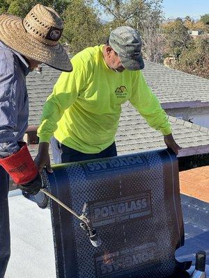 Working on a new roof! Rafael and Iris Roofing, Roofing Contractor in Los Angeles, CA