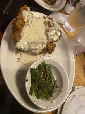 Chicken fried steak & green beans