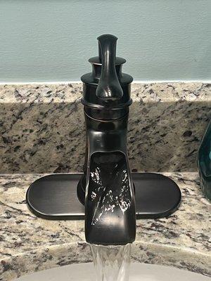 The waterfall faucet.