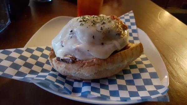 This sandwich is about 4" tall. And delicious. I couldn't help to take a picture look at it. The Roast beef tasted so good high high quality